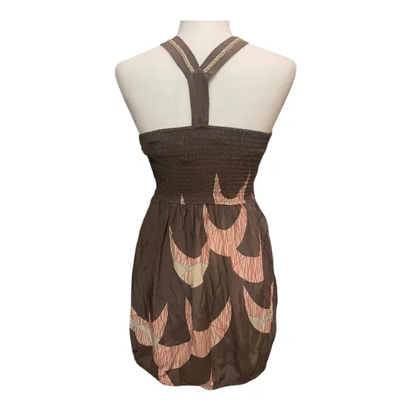 $188 Anthropology Harkham Brown Silk Mini Dress Tunic Medium NWT - Picture 4 of 15